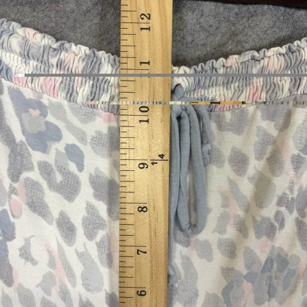 Soma Pajama Short Set Womens Sz M Blue Gray Pink Leopard Stretch